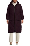 Lands' End Plus Size Featherfree Insulated Diamond Quilted Maxi Coat In Midnight Plum