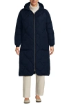 Lands' End Plus Size Featherfree Insulated Diamond Quilted Maxi Coat In Radiant Navy