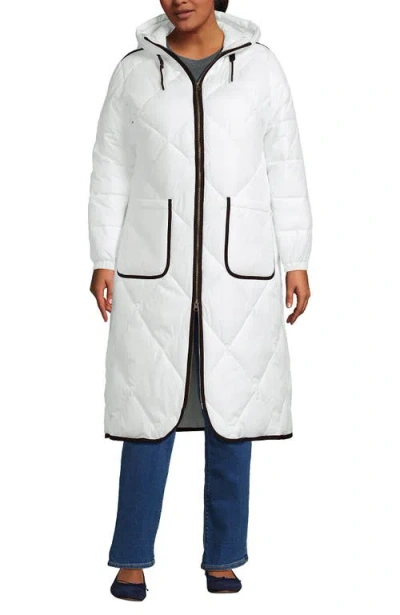 Lands' End Plus Size Featherfree Insulated Diamond Quilted Maxi Coat In White