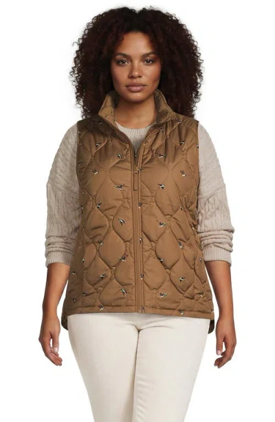 Lands' End Plus Size Featherfree Quilted Insulated Vest In Neutral