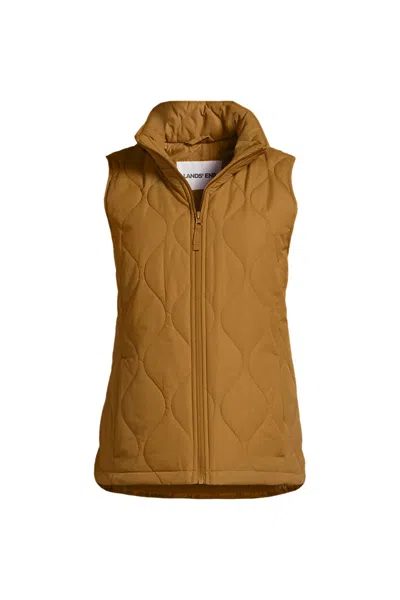 Lands' End Plus Size Featherfree Quilted Insulated Vest In Tan
