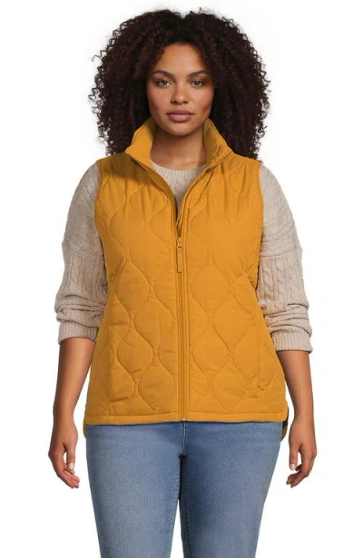 Lands' End Plus Size Featherfree Quilted Insulated Vest In Orange