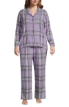 Lands' End Plus Size Flannel 2 Piece Pajama Set In Purple