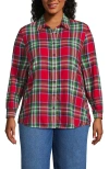 Lands' End Flannel Boyfriend Fit Shirt In Heritage Red Plaid