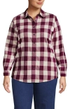 Lands' End Flannel Boyfriend Fit Shirt In Rich Burgundy Buffalo Check