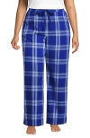 Lands' End Plus Size Flannel Patchwork Wide Leg Sleep Pants In Blue