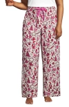 Lands' End Plus Size Flannel Patchwork Wide Leg Sleep Pants In Multi