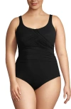 Lands' End Plus Size G-cup Slender Suit Carmela One Piece Swimsuit In Black
