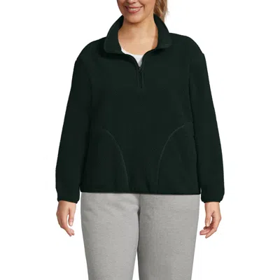 Lands' End Plus Size Half Zip Cozy High Pile Fleece Pullover In Black
