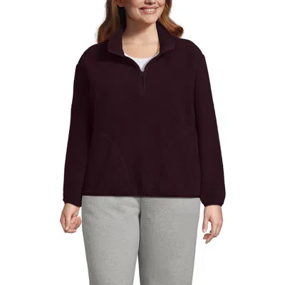 Lands' End Plus Size Half Zip Cozy High Pile Fleece Pullover In Burgundy
