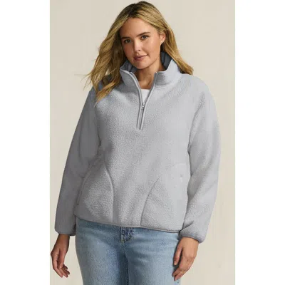 Lands' End Plus Size Half Zip Cozy High Pile Fleece Pullover In Gray