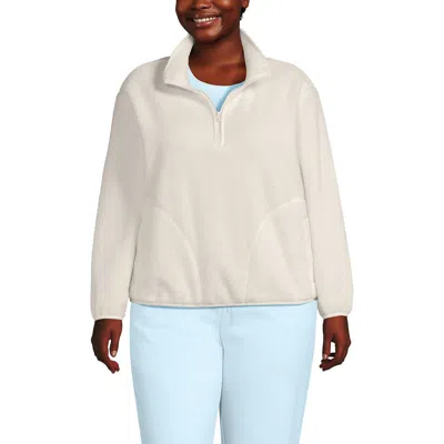 Lands' End Plus Size Half Zip Cozy High Pile Fleece Pullover In Gray