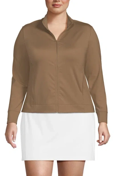 Lands' End Plus Size High Impact Full Zip Jacket In Rich Camel