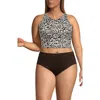 Lands' End Plus Size High Neck Racerback Tankini Top In Brown