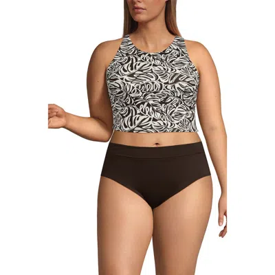 Lands' End Plus Size High Neck Racerback Tankini Top In Brown