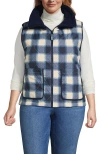 Lands' End Plus Size High Pile Fleece Reversible Mixed Media Vest In Animal Print