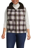 Lands' End Plus Size High Pile Fleece Reversible Mixed Media Vest In Multi