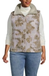 Lands' End Plus Size High Pile Fleece Reversible Mixed Media Vest In Multi