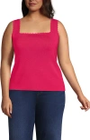 Lands' End Plus Size High Retention Square Neck Tank Sweater In Berry Rouge