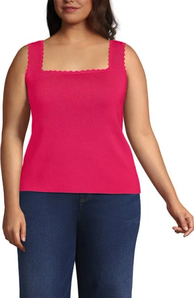 Lands' End Plus Size High Retention Square Neck Tank Sweater In Berry Rouge