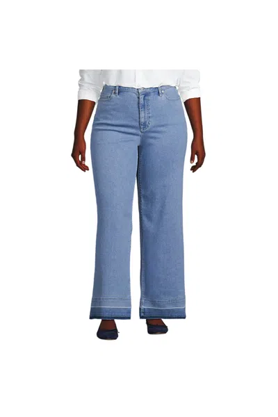 Lands' End Plus Size High Rise Wide Leg Denim Jeans In Blue