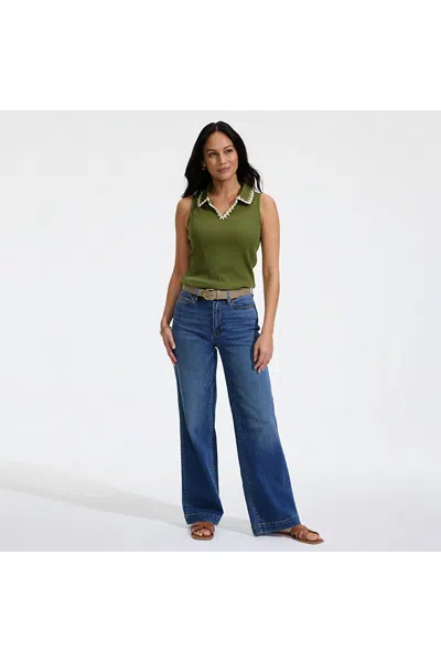 Lands' End Plus Size High Rise Wide Leg Denim Jeans In Blue