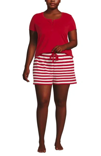 Lands' End Plus Size Knit 2 Piece Pajama Set In Red