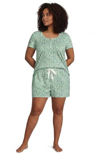Lands' End Plus Size Knit 2 Piece Pajama Set In Vibrant Clover Pressed Floral