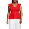 Lands' End Lightweight Jersey Ruffle Peplum Top