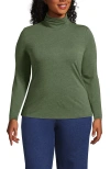 Lands' End Lightweight Jersey Skimming Long Sleeve Turtleneck In Estate Green Heather