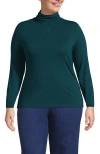 Lands' End Lightweight Jersey Skimming Long Sleeve Turtleneck In Evening Teal