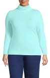 Lands' End Lightweight Jersey Skimming Long Sleeve Turtleneck In Pale Aqua Ice