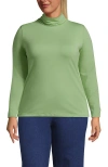 Lands' End Lightweight Jersey Skimming Long Sleeve Turtleneck In Soft Jade