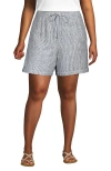 Lands' End Plus Size Linen High Rise Pull On 7" Shorts