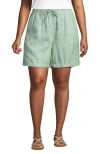 Lands' End Plus Size Linen High Rise Pull On 7" Shorts
