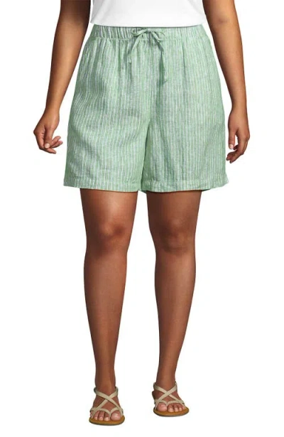 Lands' End Plus Size Linen High Rise Pull On 7" Shorts