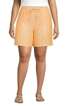 Lands' End Plus Size Linen High Rise Pull On 7" Shorts