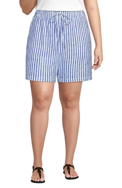Lands' End Plus Size Linen High Rise Pull On 7" Shorts