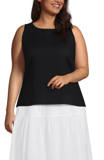 Lands' End Plus Size Linen Sleeveless Peplum Top In Blue
