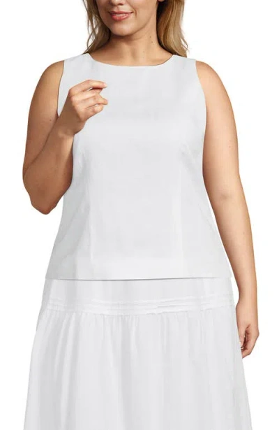 Lands' End Plus Size Linen Sleeveless Peplum Top In White