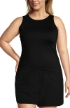 Lands' End High Neck Upf 50 Modest Tankini Top Swimsuit In Black
