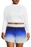 Lands' End Long Sleeve Mock Neck Cropped Upf 50 Sun Protection Rash Guard In White