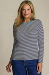 Lands' End Plus Size Long Sleeve Micro Rib T-shirt In Multi
