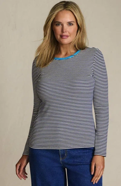 Lands' End Plus Size Long Sleeve Micro Rib T-shirt In Multi