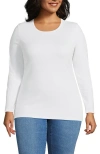 Lands' End Plus Size Long Sleeve Micro Rib T-shirt In Neutral