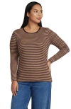 Lands' End Plus Size Long Sleeve Micro Rib T-shirt In Brown