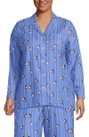 Lands' End Plus Size Long Sleeve Print Flannel Pajama Top In Blue