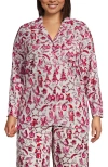 Lands' End Plus Size Long Sleeve Print Flannel Pajama Top In Multi