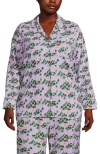 Lands' End Plus Size Long Sleeve Print Flannel Pajama Top In Purple