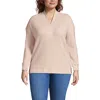 Lands' End Plus Size Long Sleeve Waffle Shawl Collar Henley In Neutral